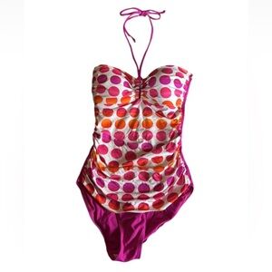 La Blanca by Rod Beattie one piece swimsuit Pink with polka dots Size 10
